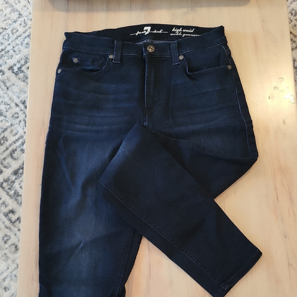 7 For All Mankind Dark Blue High Waist Jeans